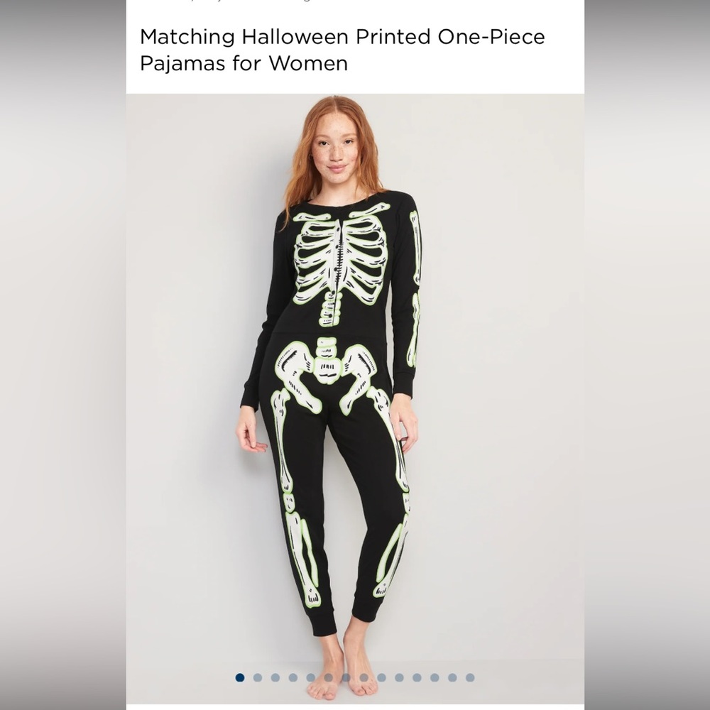 Halloween Glow in the dark skeleton One-Piece Pajamas - Size Small
